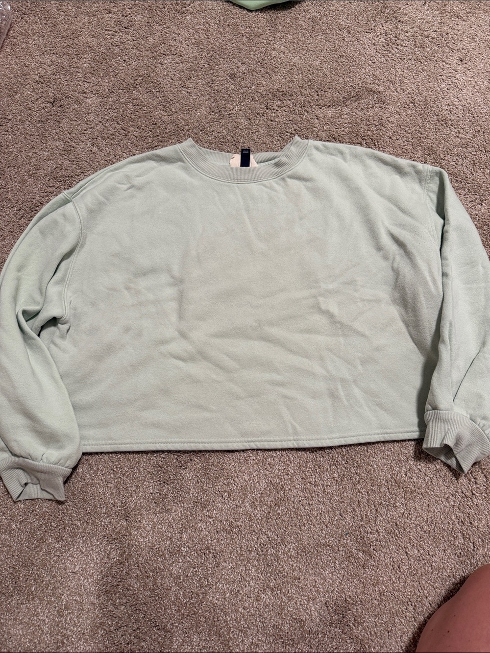 Women’s Crewneck Cropped Sweatshirt - Pale Sage Green